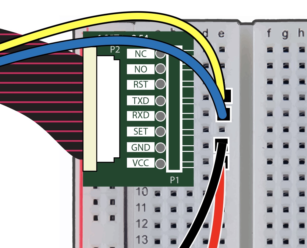 Breadboard with jumper wires